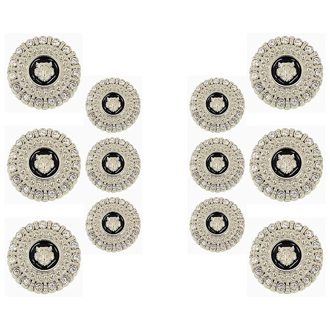 Diamond-Encrusted Lion Metal Buttons