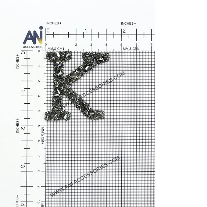 Letter K Black Sparkling Rhinestone Patch