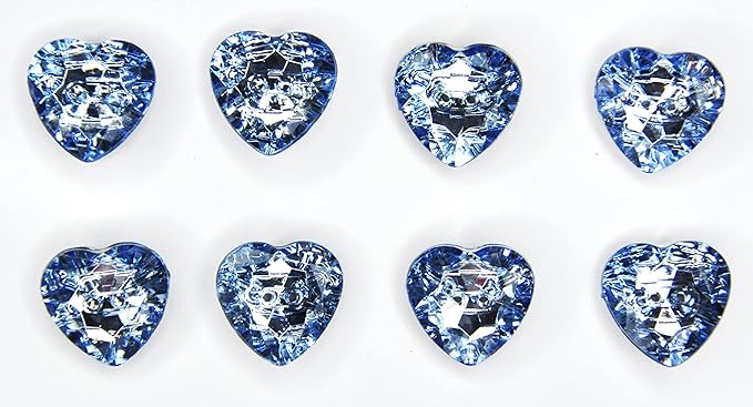 Blue Crystal Design Heart-Shaped Acrylic Buttons