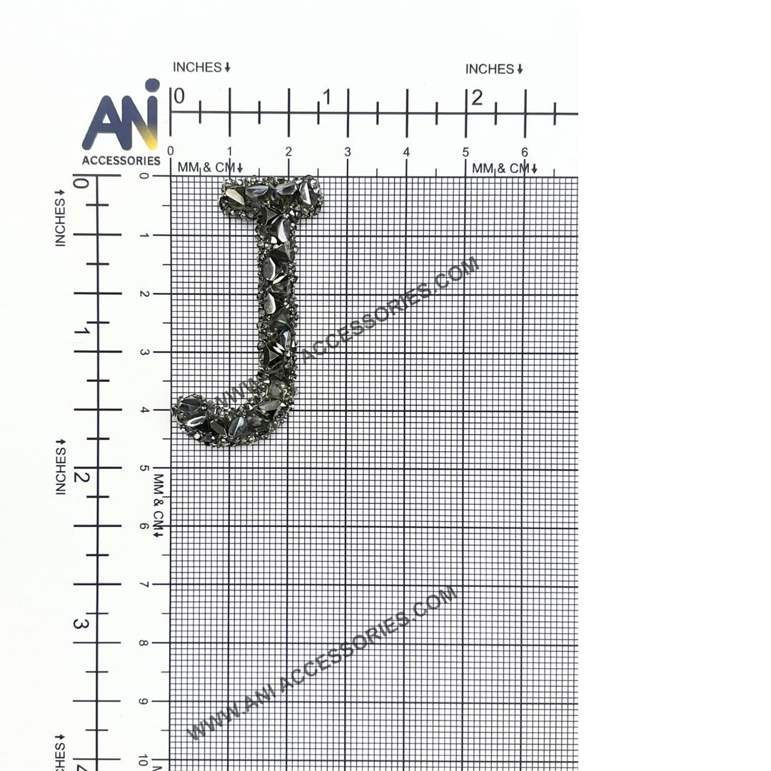 Letter N Black Sparkling Rhinestone Patch