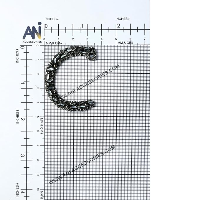 Letter V Black Sparkling Rhinestone Patch