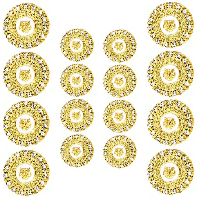 Diamond-Encrusted Lion Metal Buttons