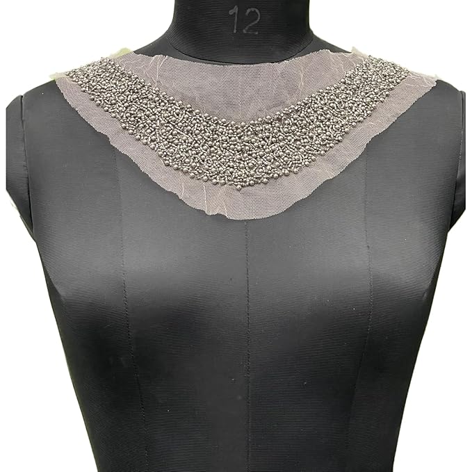 Beaded Style Silver Boat Neckline