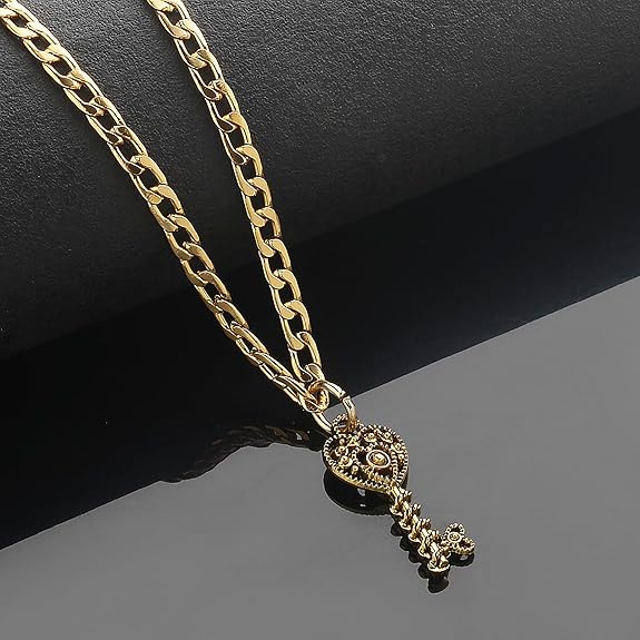 Golden Heart Key Metal Chain