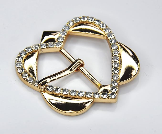 Gold Heart Shape Buckle With Small Rhinestones Metal Buckle