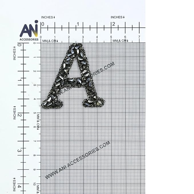 Letter E Black Sparkling Rhinestone Patch
