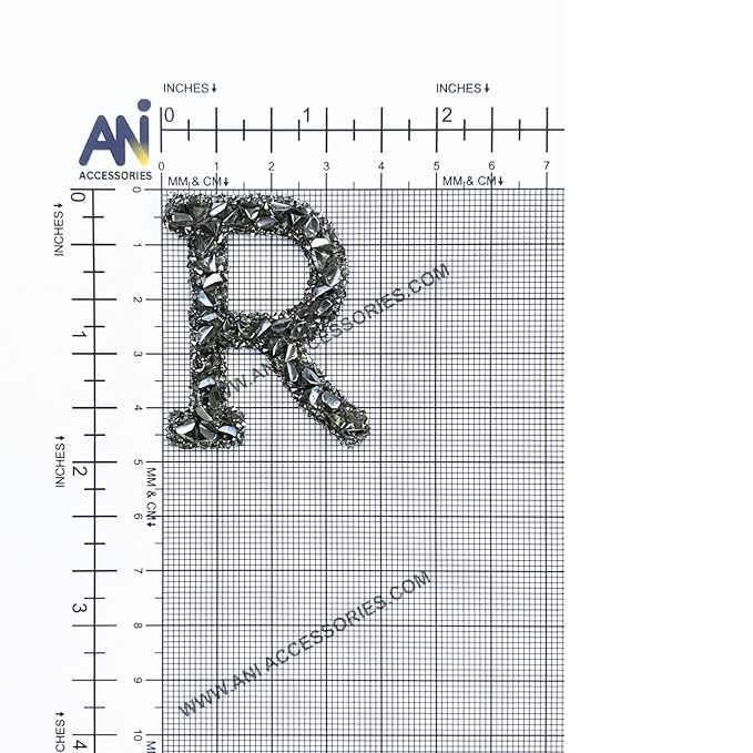 Letter V Black Sparkling Rhinestone Patch