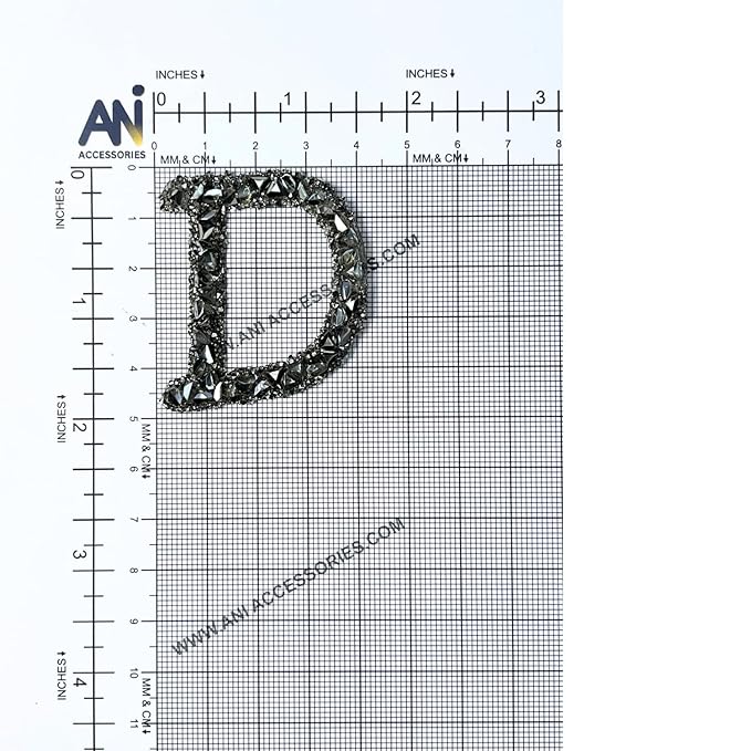Letter V Black Sparkling Rhinestone Patch