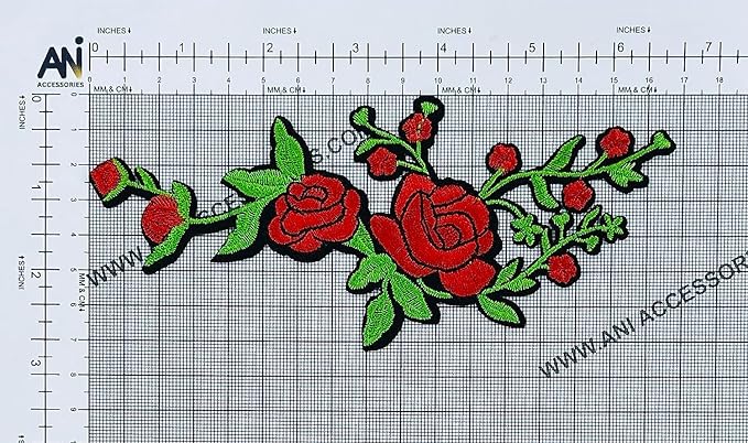 Rose Leafy Elegance Heat-Transfer Or Sew Patch