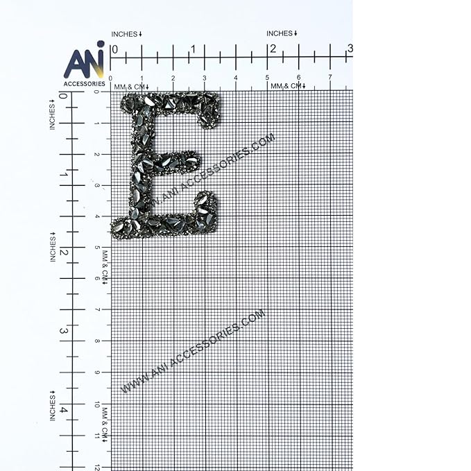 Letter E Black Sparkling Rhinestone Patch