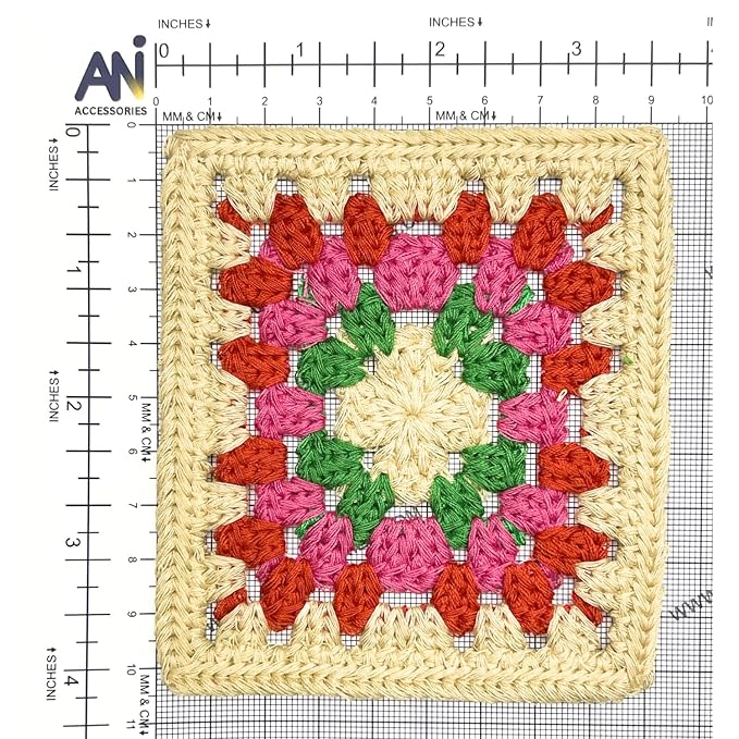 Colorful Floral Design Granny Square Patch