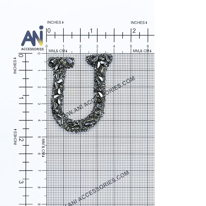 Letter V Black Sparkling Rhinestone Patch