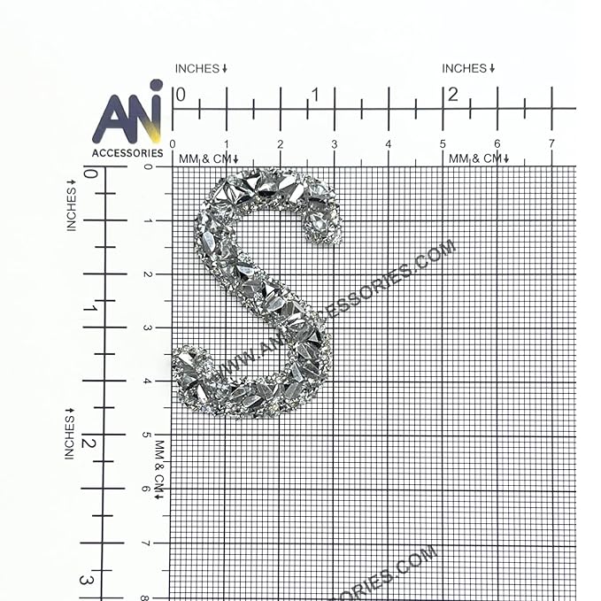 Letter E White Sparkling Rhinestone Patch