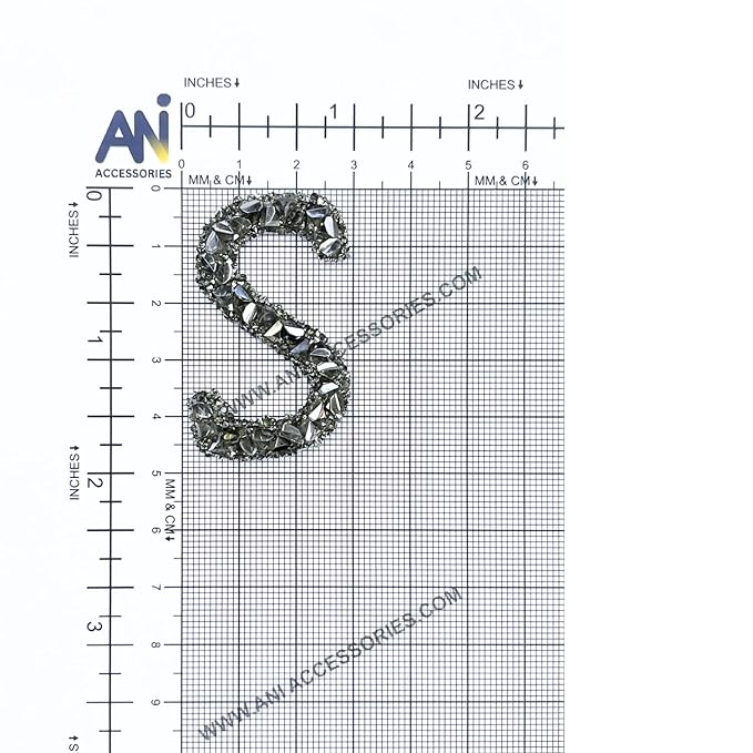 Letter E Black Sparkling Rhinestone Patch