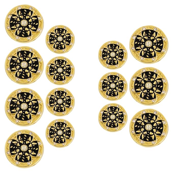 Golden Floral Metal Buttons with White Centers