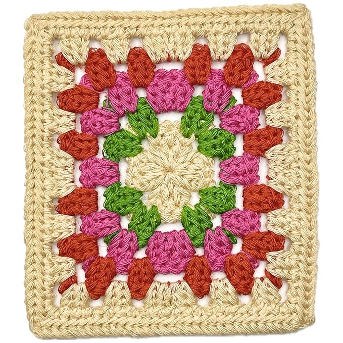 Colorful Floral Design Granny Square Patch