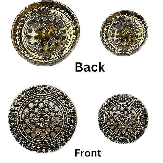 Raised Diamond Pattern Metal Buttons(8 Big + 8 Small)