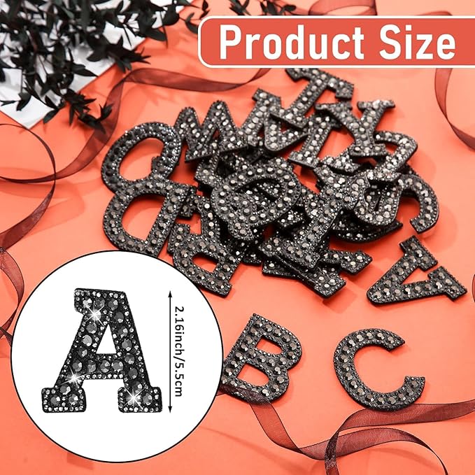 Letter A Black Rivet Hematite Hot fix Or Sew Patch