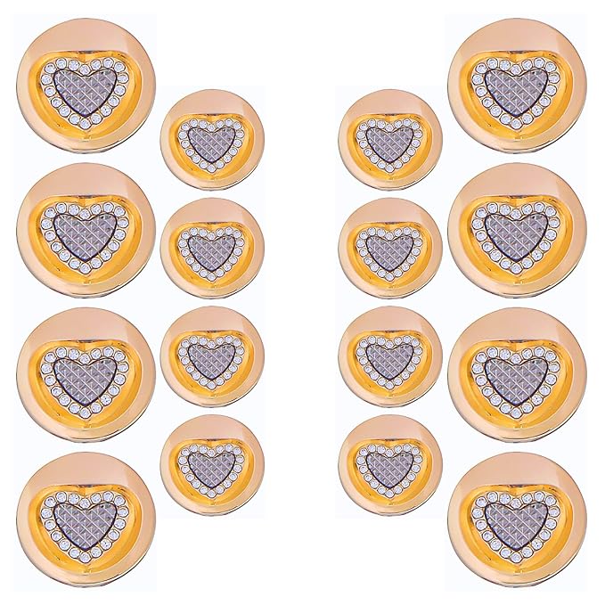 Gold Metal Buttons Heart Centers