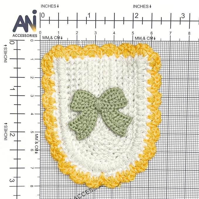 Textured knitted Bow and Border Crochet Patch