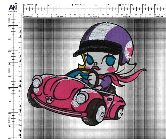 Pink Car Girl Large Sew Patch