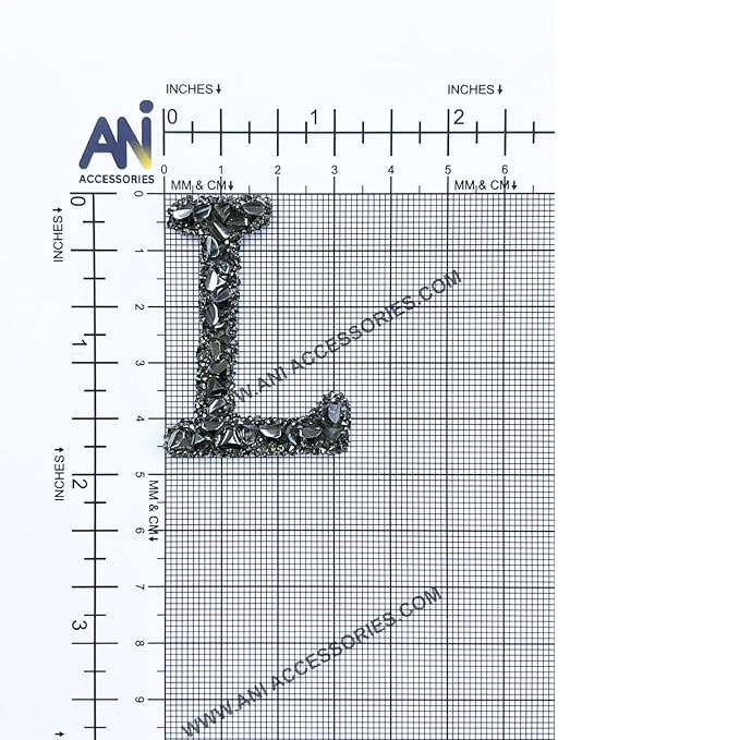 Letter V Black Sparkling Rhinestone Patch
