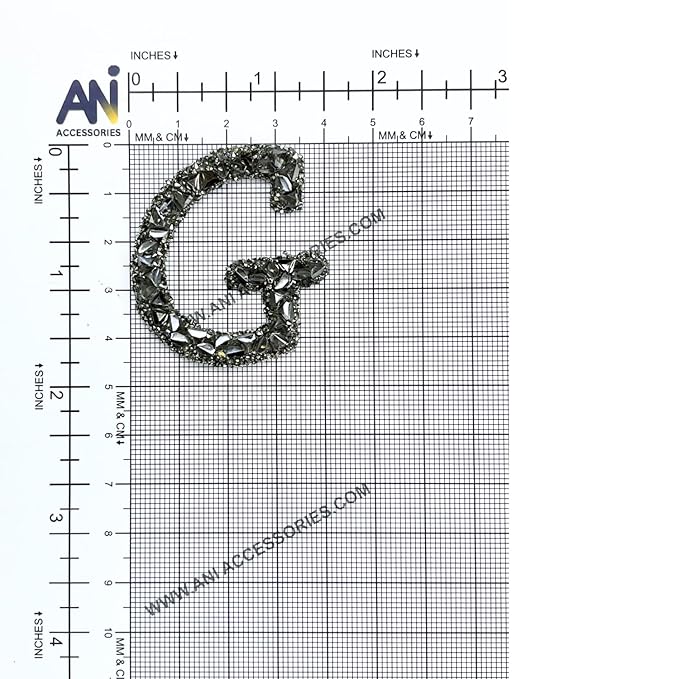 Letter E Black Sparkling Rhinestone Patch