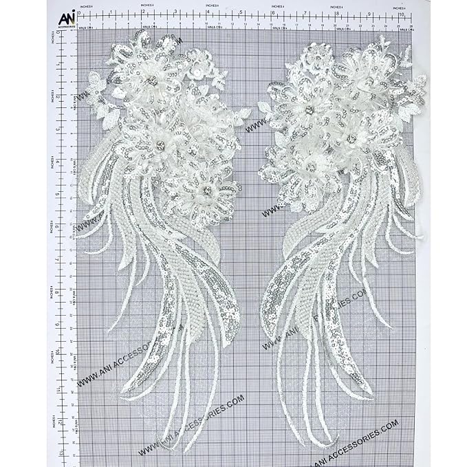3D Beaded Sequins Floral Applique Patch on Net | Sew Patch