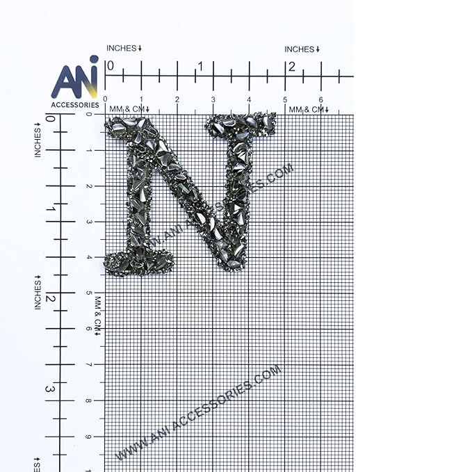 Letter N Black Sparkling Rhinestone Patch