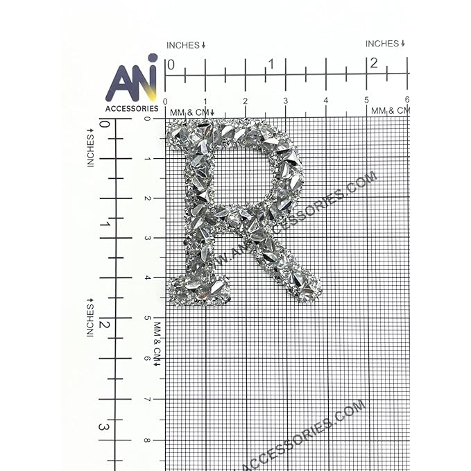 Letter E White Sparkling Rhinestone Patch