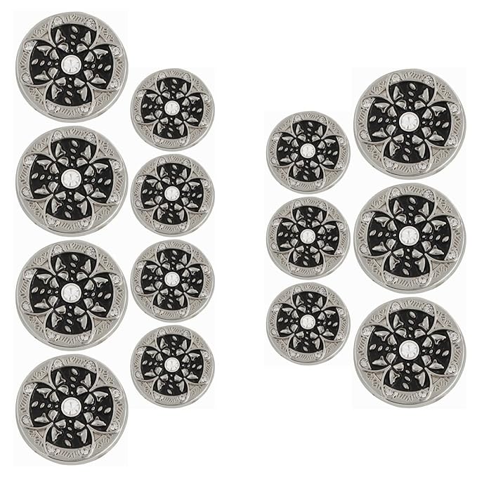 Golden Floral Metal Buttons with White Centers