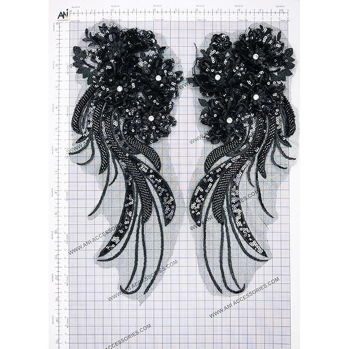3D Beaded Sequins Floral Applique Patch on Net | Sew Patch