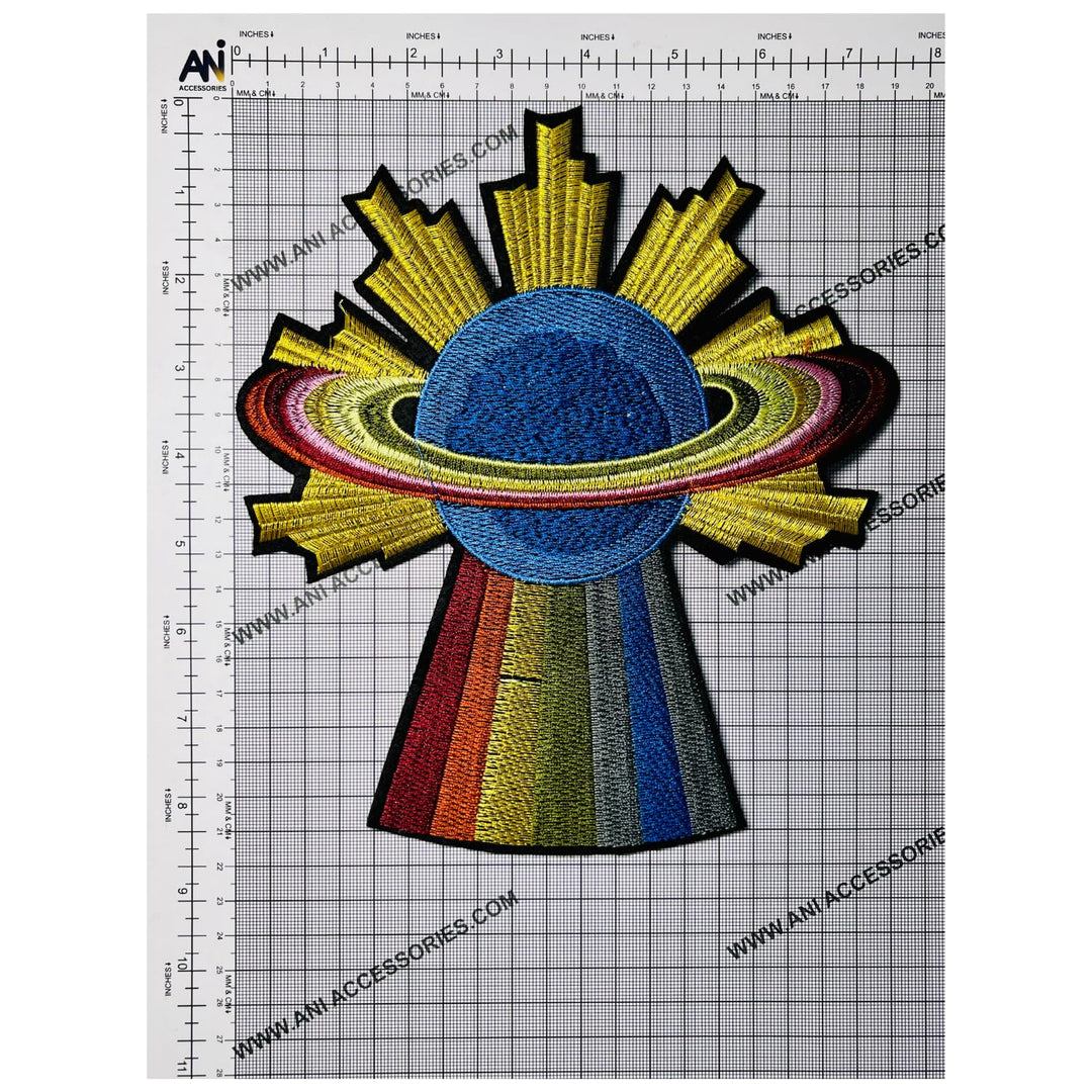 Rainbow UFO Planet Spaceship Heat-Transfer & Sew On Applique Patch