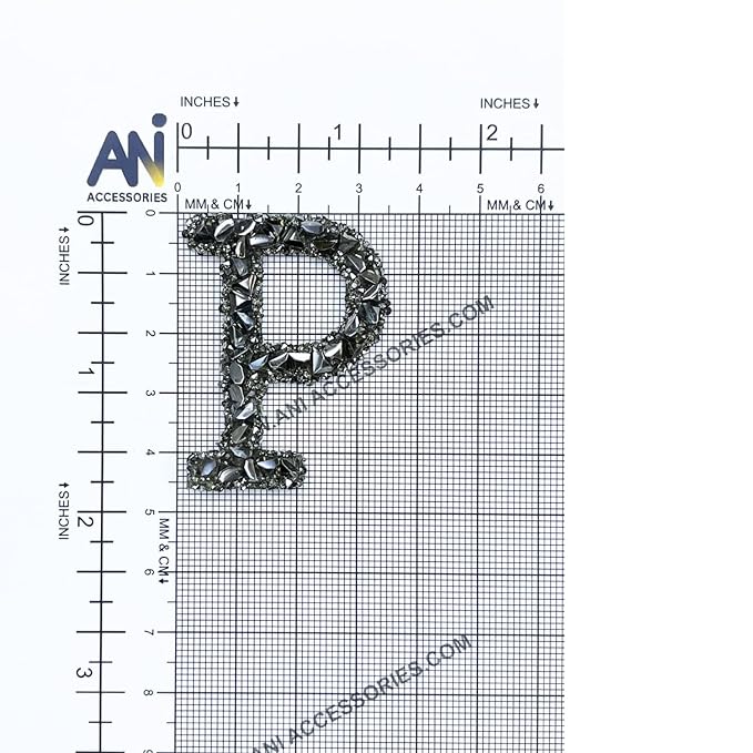 Letter P Black Sparkling Rhinestone Patch