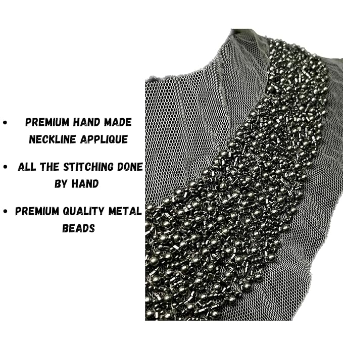 Beaded Style Silver Boat Neckline