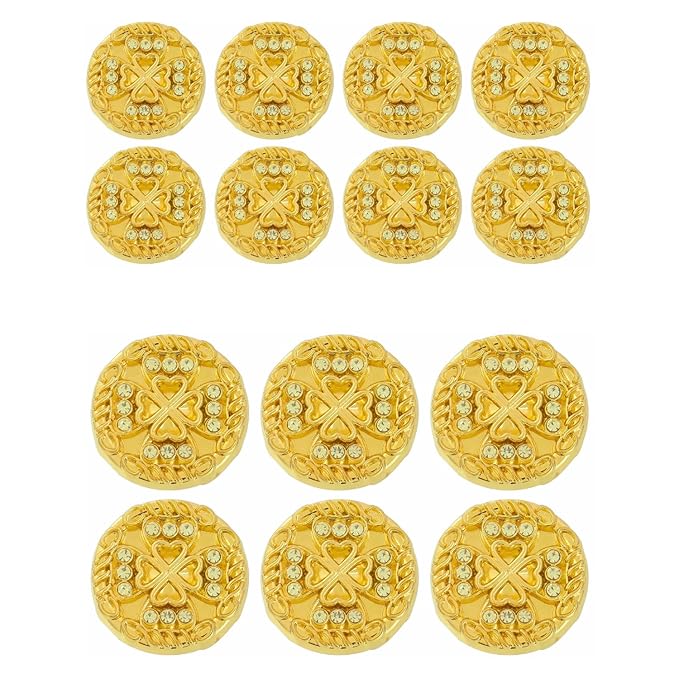 Gold Diamond Buttons with Clover Design