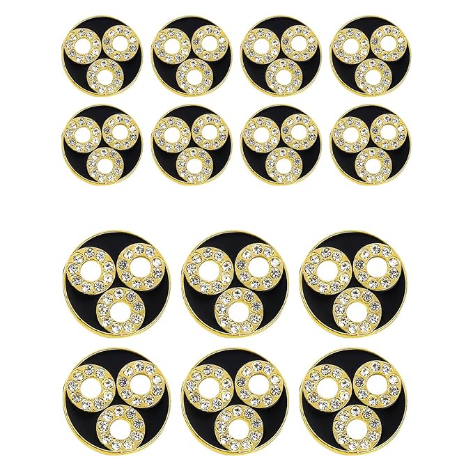 Circular Metal Buttons with Diamond Accents