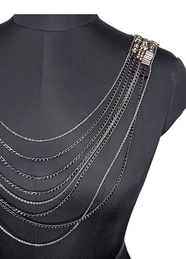 Black and Silver Chain Shoulder Piece