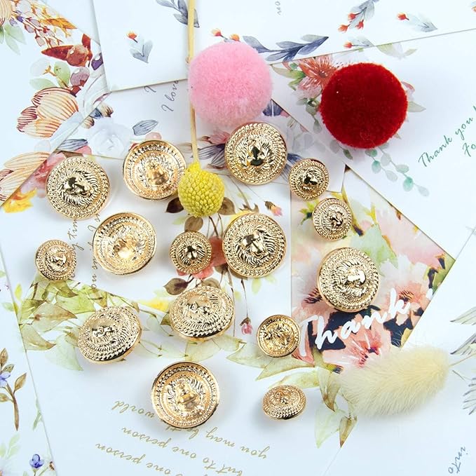 Shimmering Shiny Lion Metal Buttons(6 Big + 6 Small)