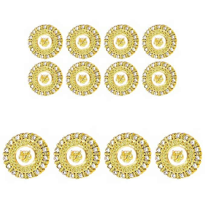 Diamond-Encrusted Lion Metal Buttons