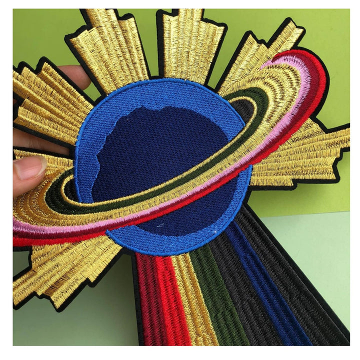Rainbow UFO Planet Spaceship Heat-Transfer & Sew On Applique Patch