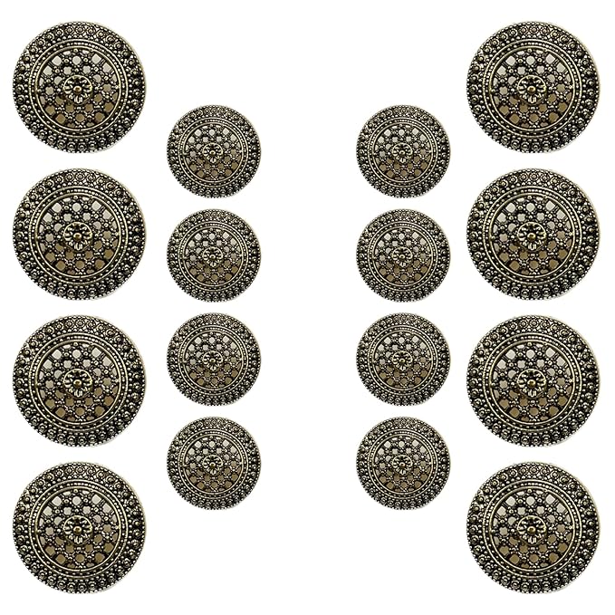 Raised Diamond Pattern Metal Buttons(8 Big + 8 Small)