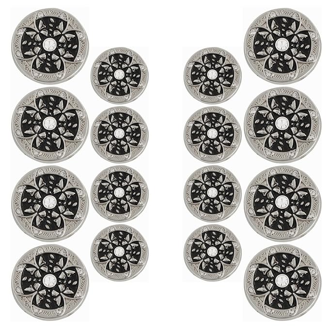 Golden Floral Metal Buttons with White Centers