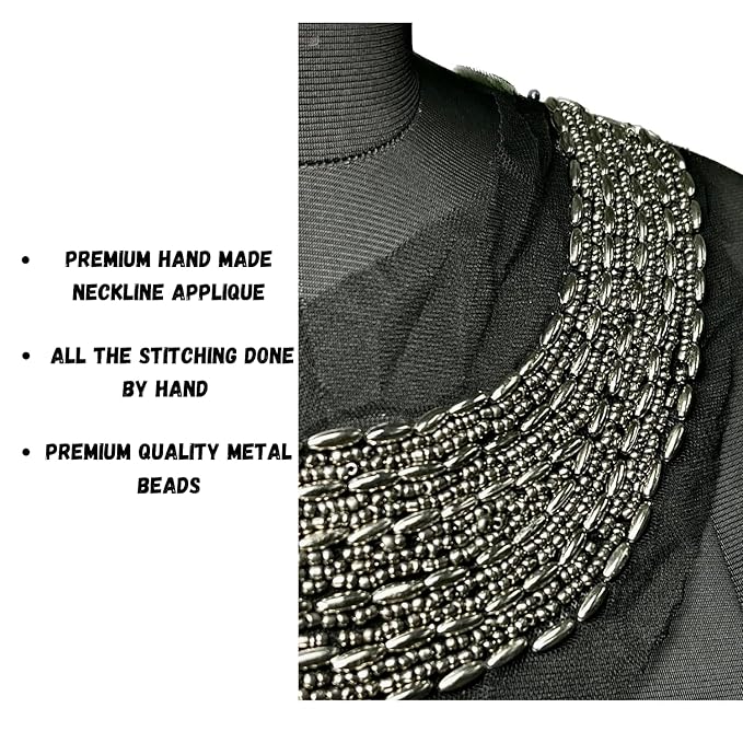 Elegant Beaded Style Round Neckline