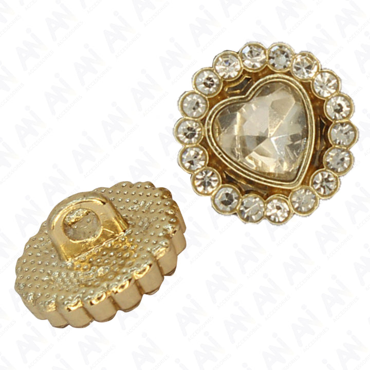 Golden Heart Button with Diamond Accents