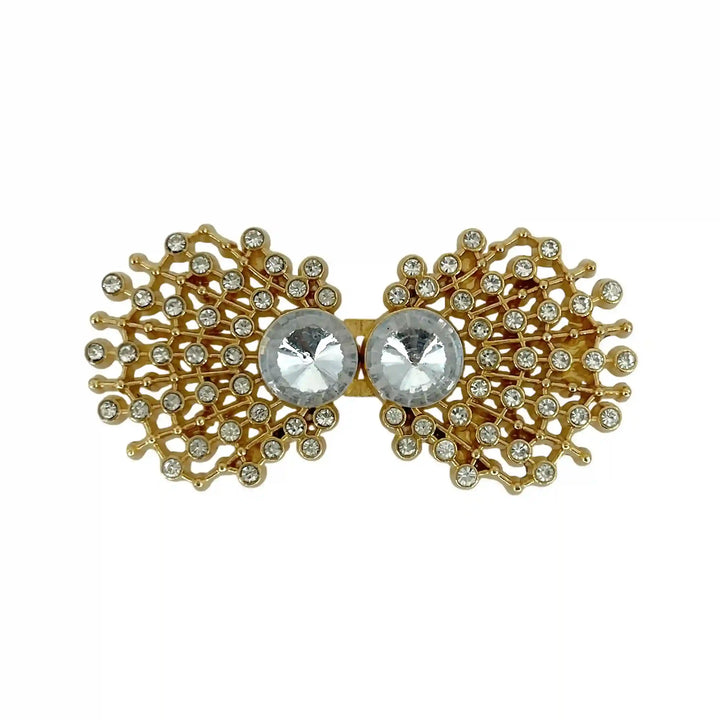 Ornate Lattice Bow Diamond Rhinestone Frog Closure Buttons