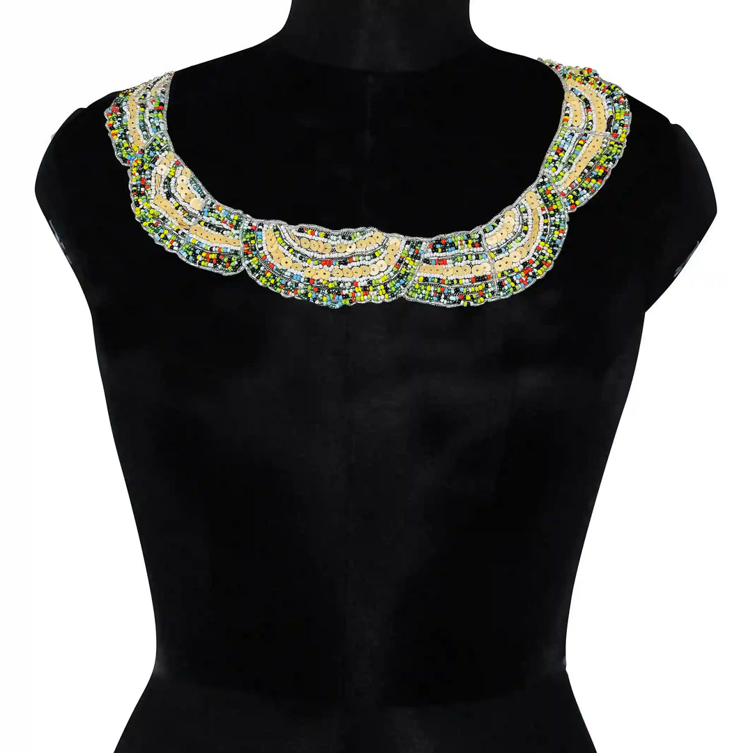 Multi-Colored Beaded Scoop Neckline Patch