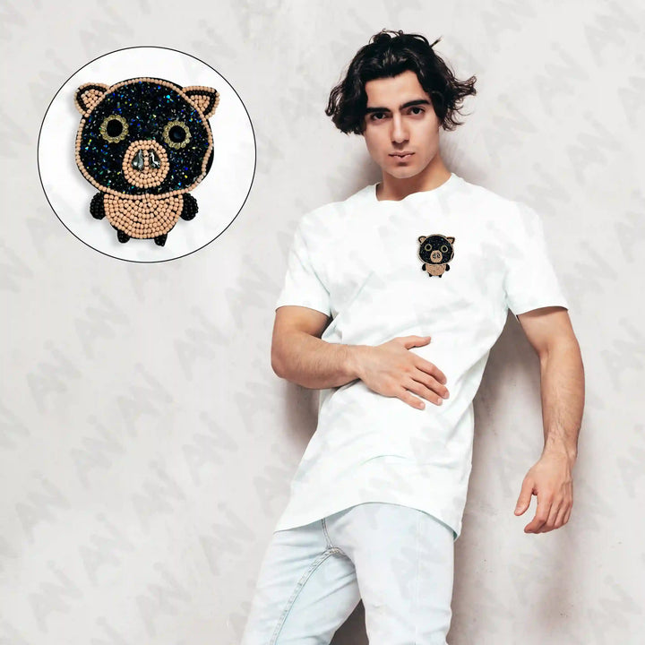 Beaded Pig Face Patch
