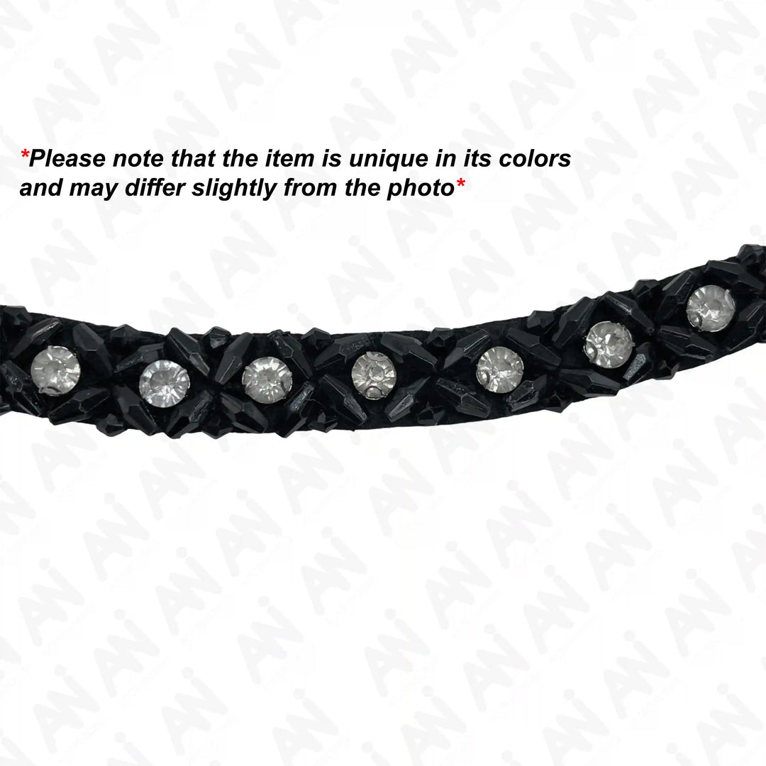 Black and Crystal Boat Neckline