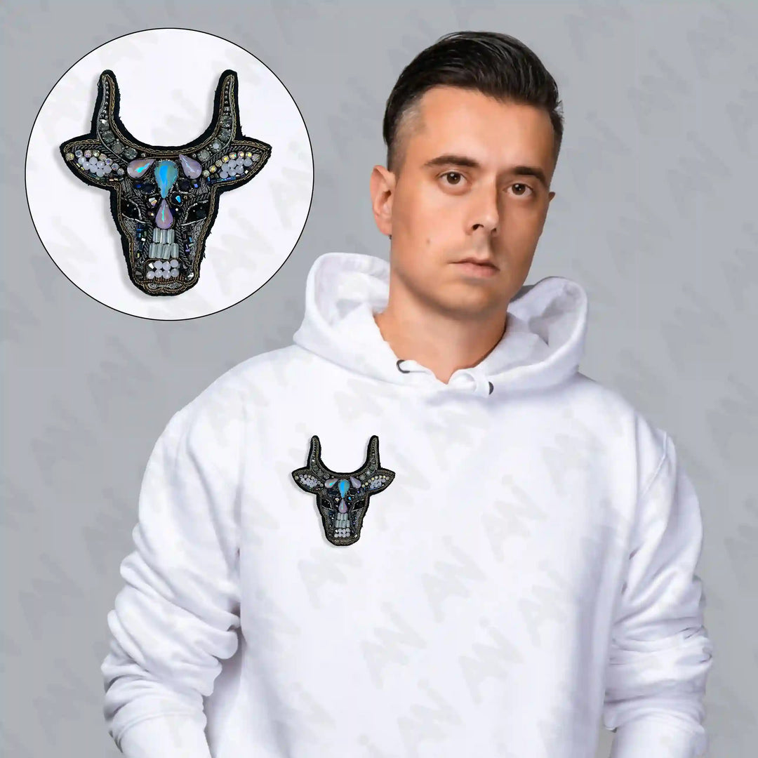 Beaded Bull Head Patch
